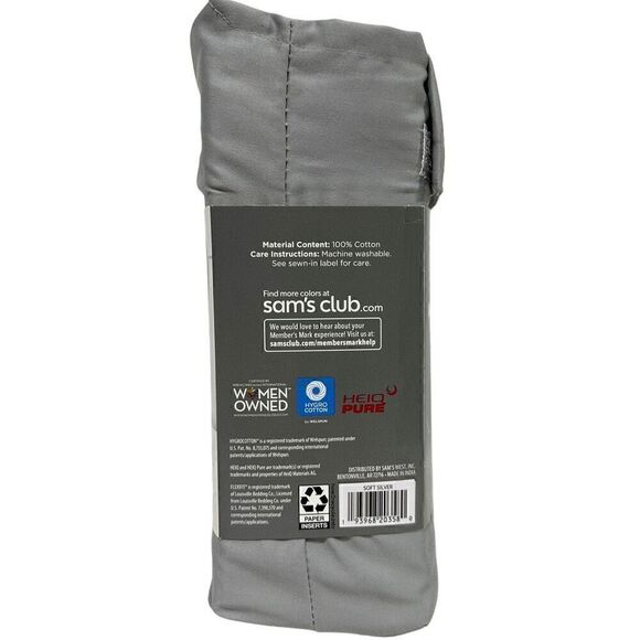 Member's Mark 450-Thread-Count Solid Sheet Full Set Color Soft Silver - Picture 9 of 11